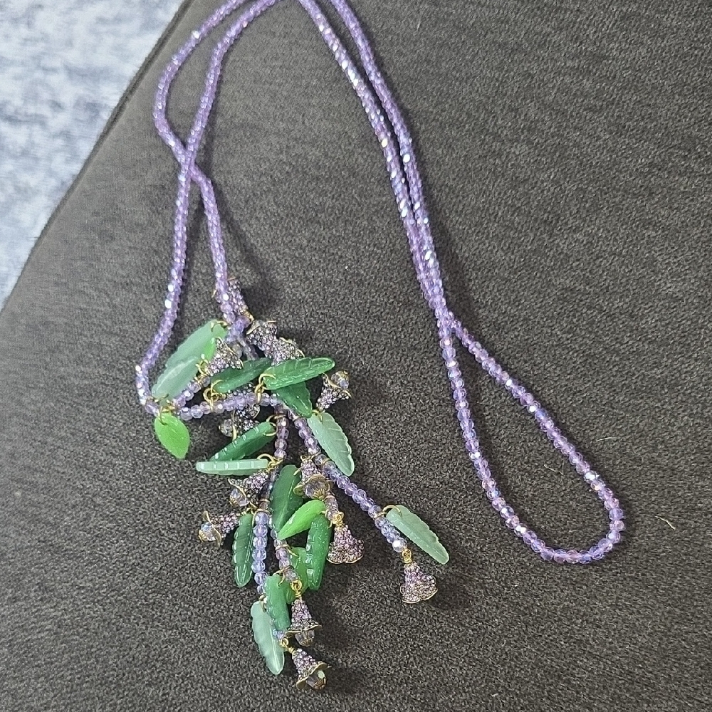 Heidi Daus Elegant Green and Purple Beaded Necklace